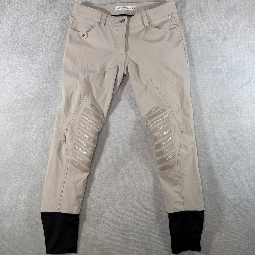 Animo Italy Tan Beige Knee Patch Equestrian‎ Riding Breeches Gripping System IT